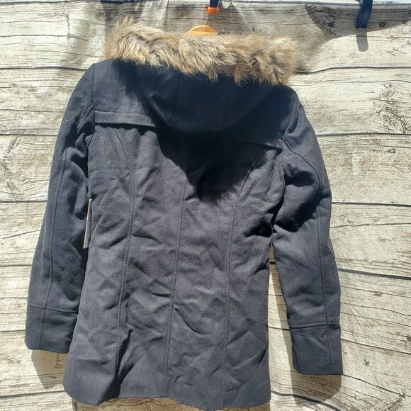 Alpine Swiss Duffy Womens Hooded Parka Fur Trim Wool Coat Toggle Button Jacket S - Picture 8 of 16
